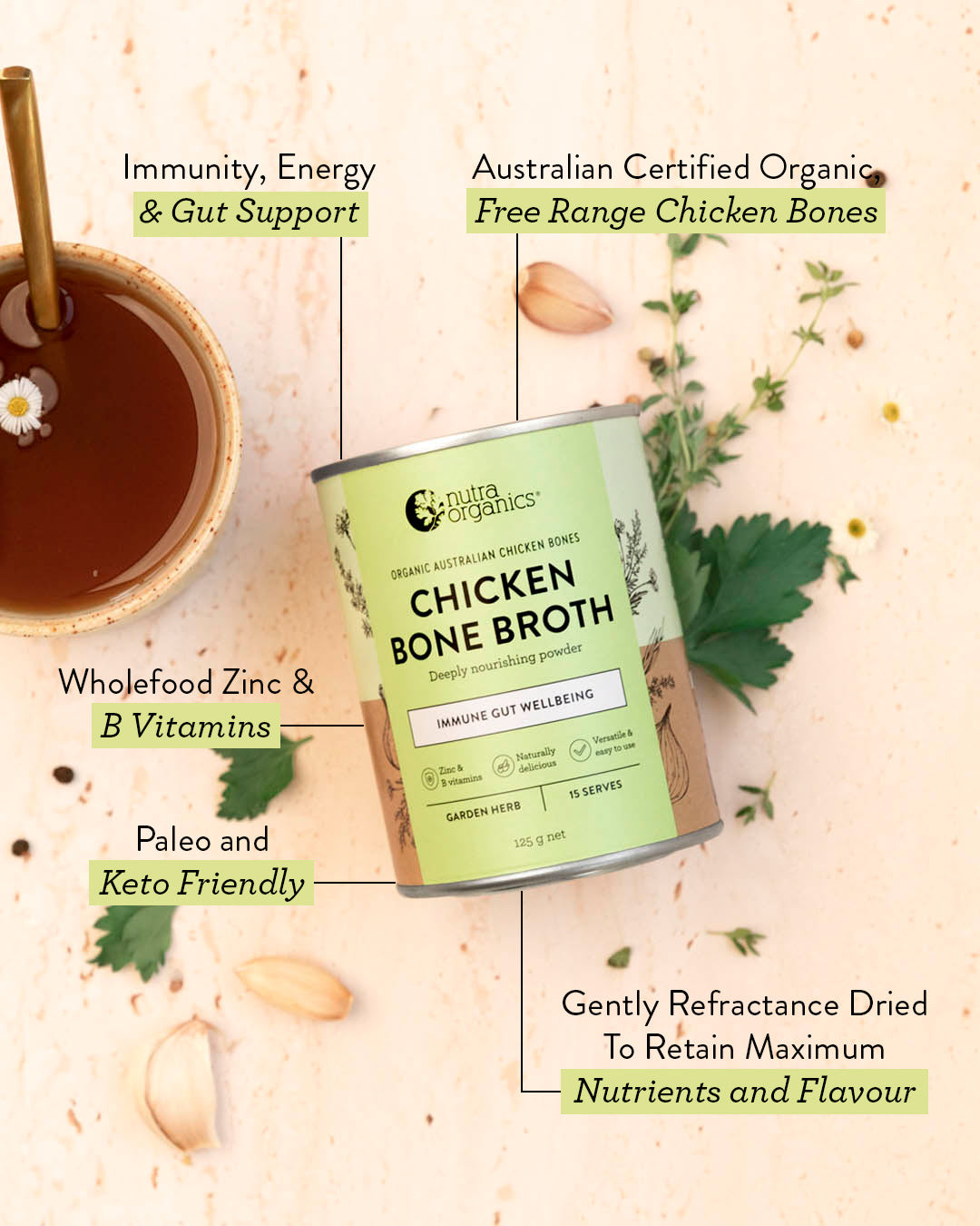 Chicken Bone Broth Garden Herb