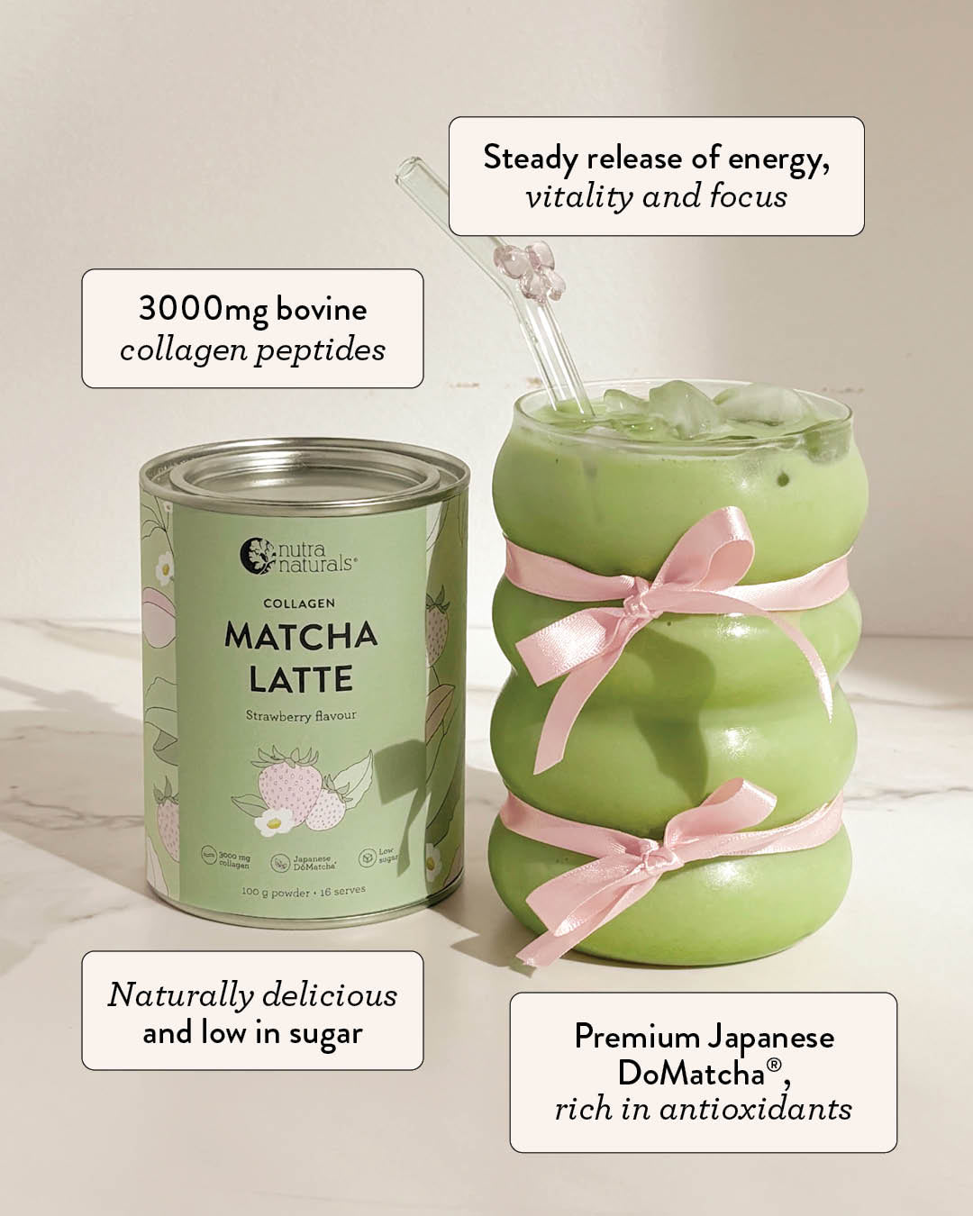 Collagen Strawberry Matcha Latte