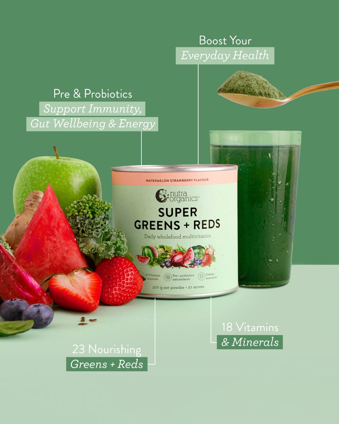 Super Greens + Reds Watermelon Strawberry