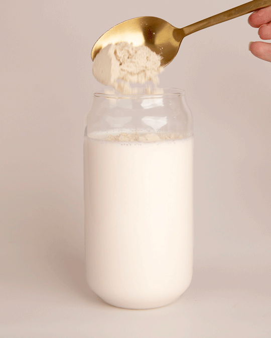 GIF: Thriving Family Smooth Vanilla powder stirred into a glass